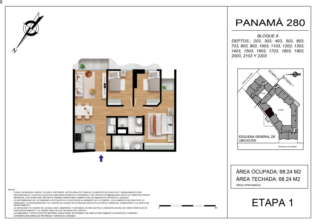 Plano de la tipología DPTO 203 al 2203